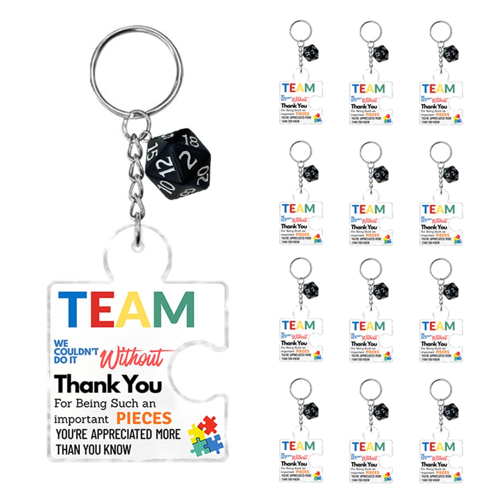 Runovate 12Pcs Thank You Gifts, Employee Appreciation Gifts Keyrings for Colleagues and Coworkers, Team Appreciation Puzzle Keyring Gifts for Employee Teacher Nurse Staff