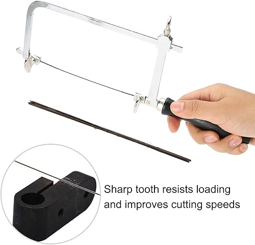 Miniatura 2 de Kit de marco de sierra de joyería, arco de sierra ajustable en forma de U, herramientas manuales de sierra para metales, 12 hojas de sierra en