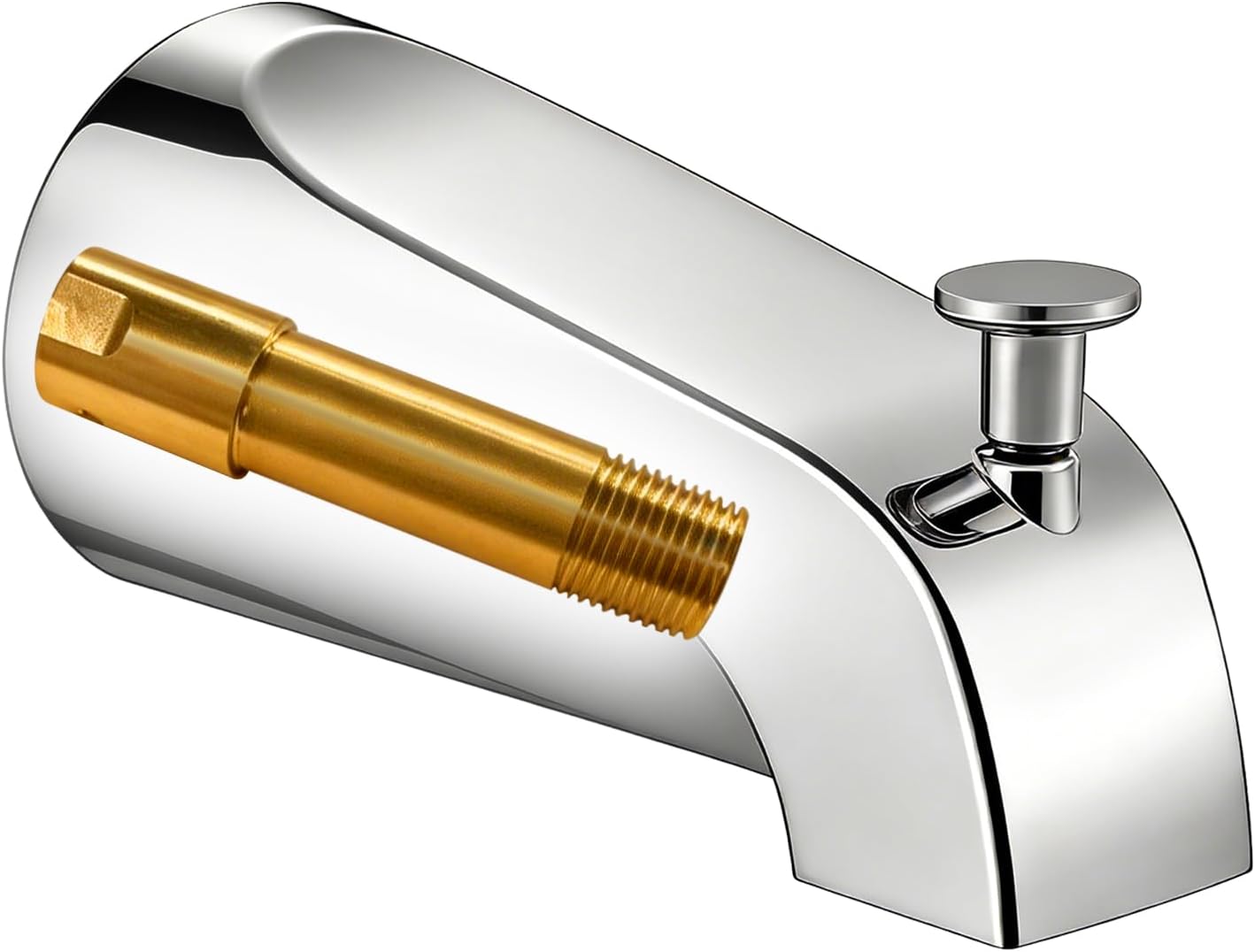 Tub Spout with Diverter,Shower Slip-on Bathtub Faucet for 1/2 Inch Copper Pipe,5-3/8 Inch Bath Tub Faucet Replacement,Heavy Duty Bathtub Faucet with Brass,All Metal Chrome