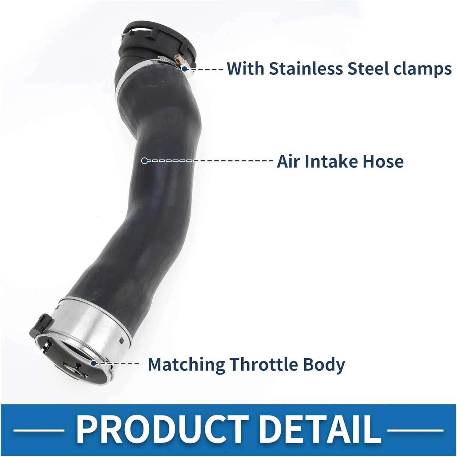 Engine Air Intake Hose with Clamps Compatible with BMW 5 Series E60 2006-2009 No.11617803747