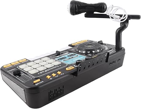 Luqeeg Battery Powered DJ Mixer, Electronic Music Controller Mixing System with 12 HD Interfaces, Compatible with Mobile Phone and Microphone, Ideal for Fun and Dynamic Karaoke