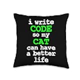 Code Coding Computer Science Cat Gift Throw Pillow