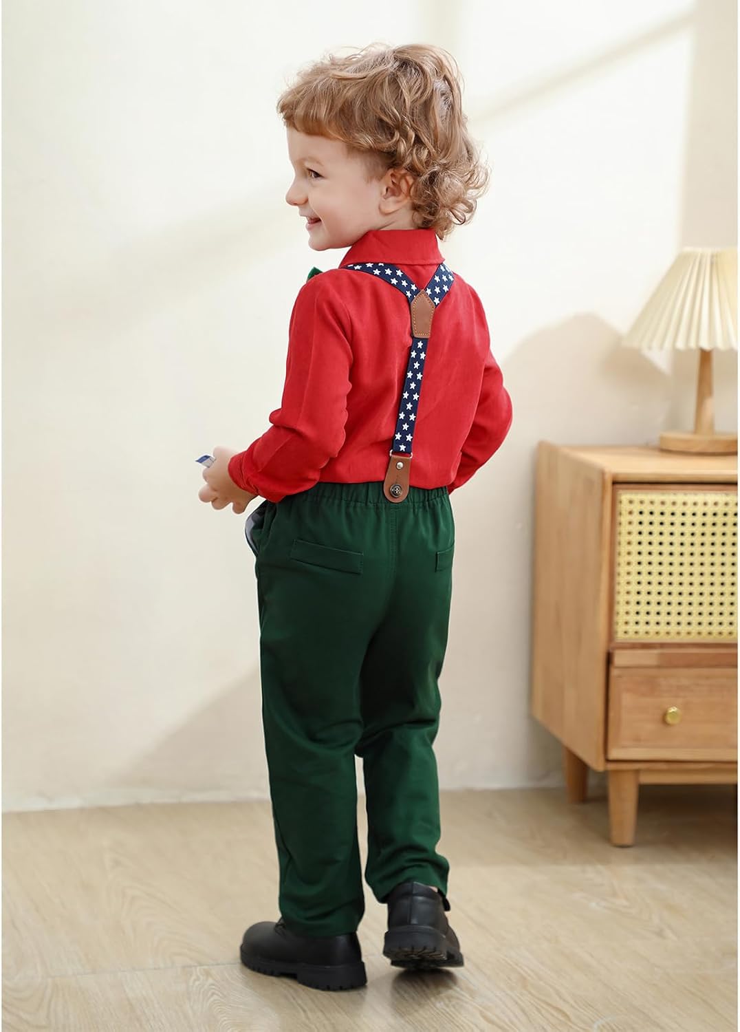 American Trends Toddler Baby Boy Clothes Suit,Removable Bowtie Shirt Suspenders Pant, Kids Gentleman Wedding Outfit Suit 2-5T - Image 4