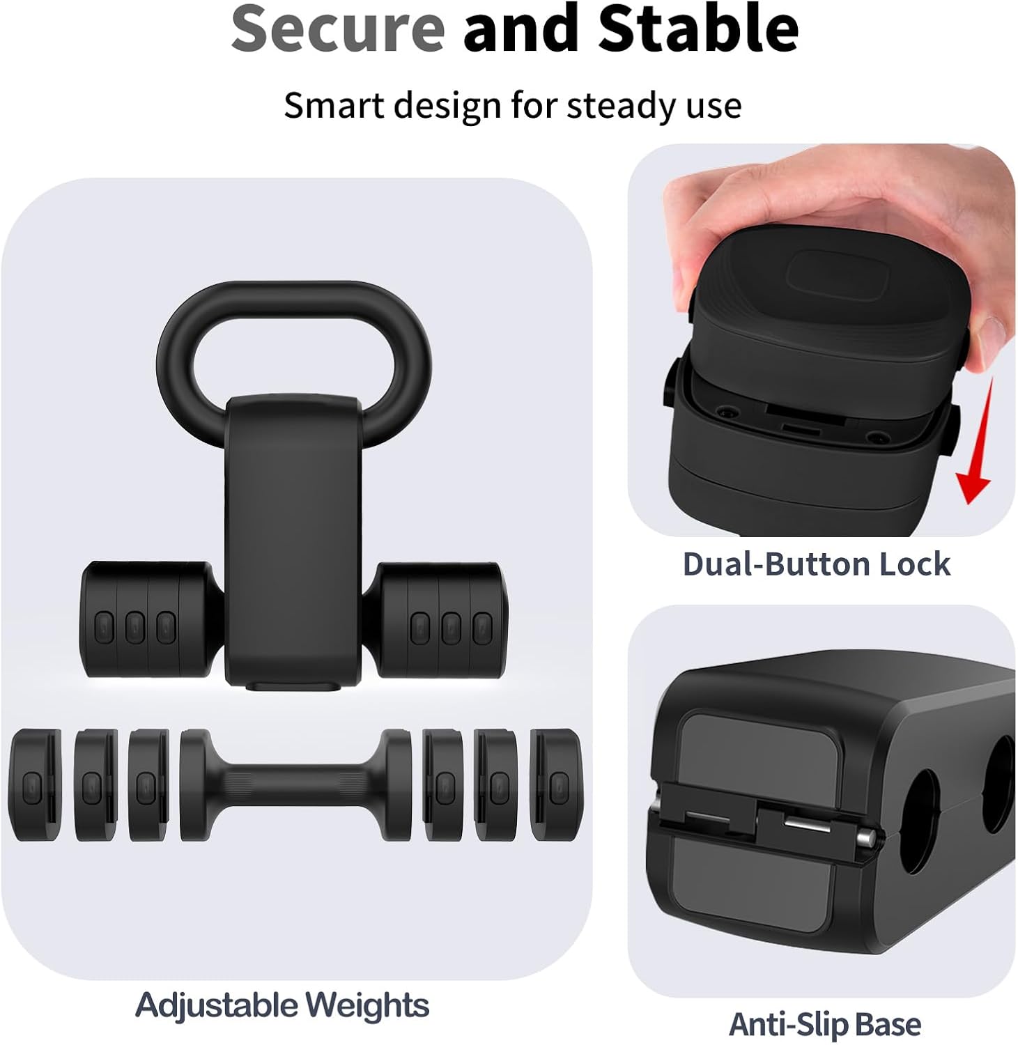 Hezeyferg 2-in-1 Adjustable Dumbbells Set, 4 Levels Weight Dumbbells Set for Women Men, Each 2.2/3.3/4.4/5.5lb Hand Weights with Kettlebell Form for Home Gym Exercise Training