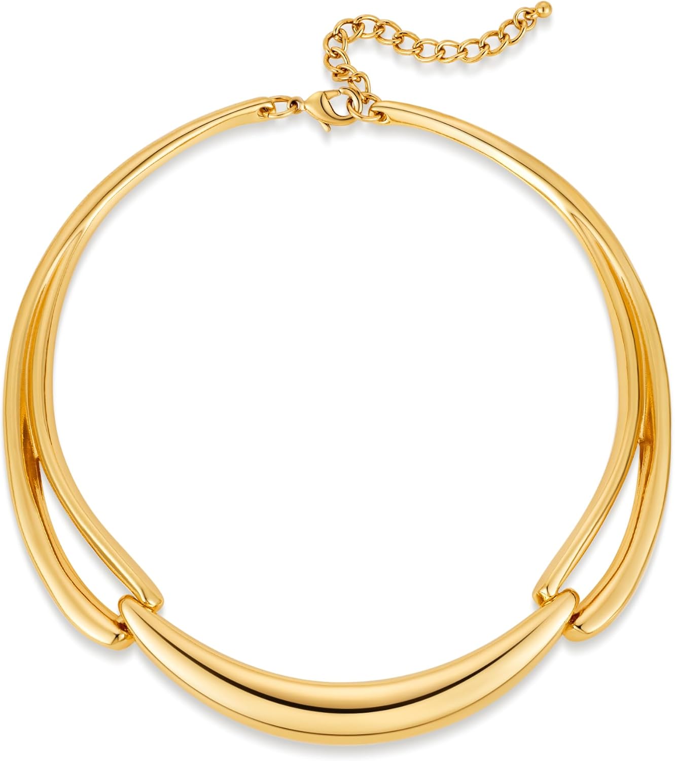 WOWORAMA Chunky Choker Collar Necklace for Women Gold Silver Teardrop Choker Necklace Spring Open Cuff Necklace Metal Statement Necklace
