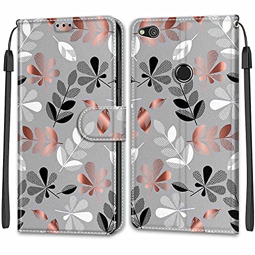 Feyten Cover per Huawei P8 Lite 2017, Custodia in Pelle Huawei P8 Lite 2017, Flip Custodia Pelle PU con [Magnetica][Supporto Stand], Cover a Libro Portafoglio per Huawei P8 Lite 2017 (Foglie)