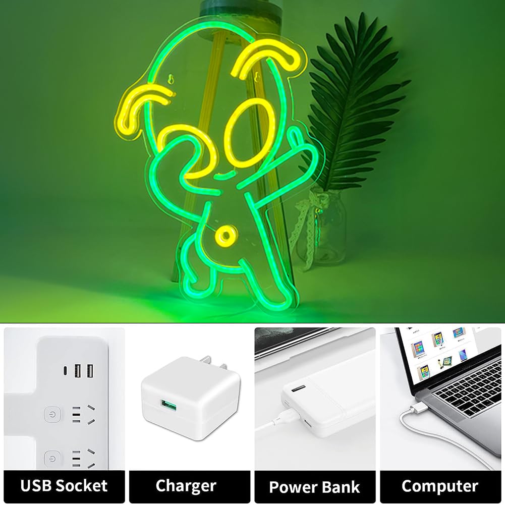 UExnkj-Y Alien Neon Sign, Alien Neon Lights for Wall Decor LED Signs Neon Lights USB Powered Neon Light for Game Room Bar - Image 4