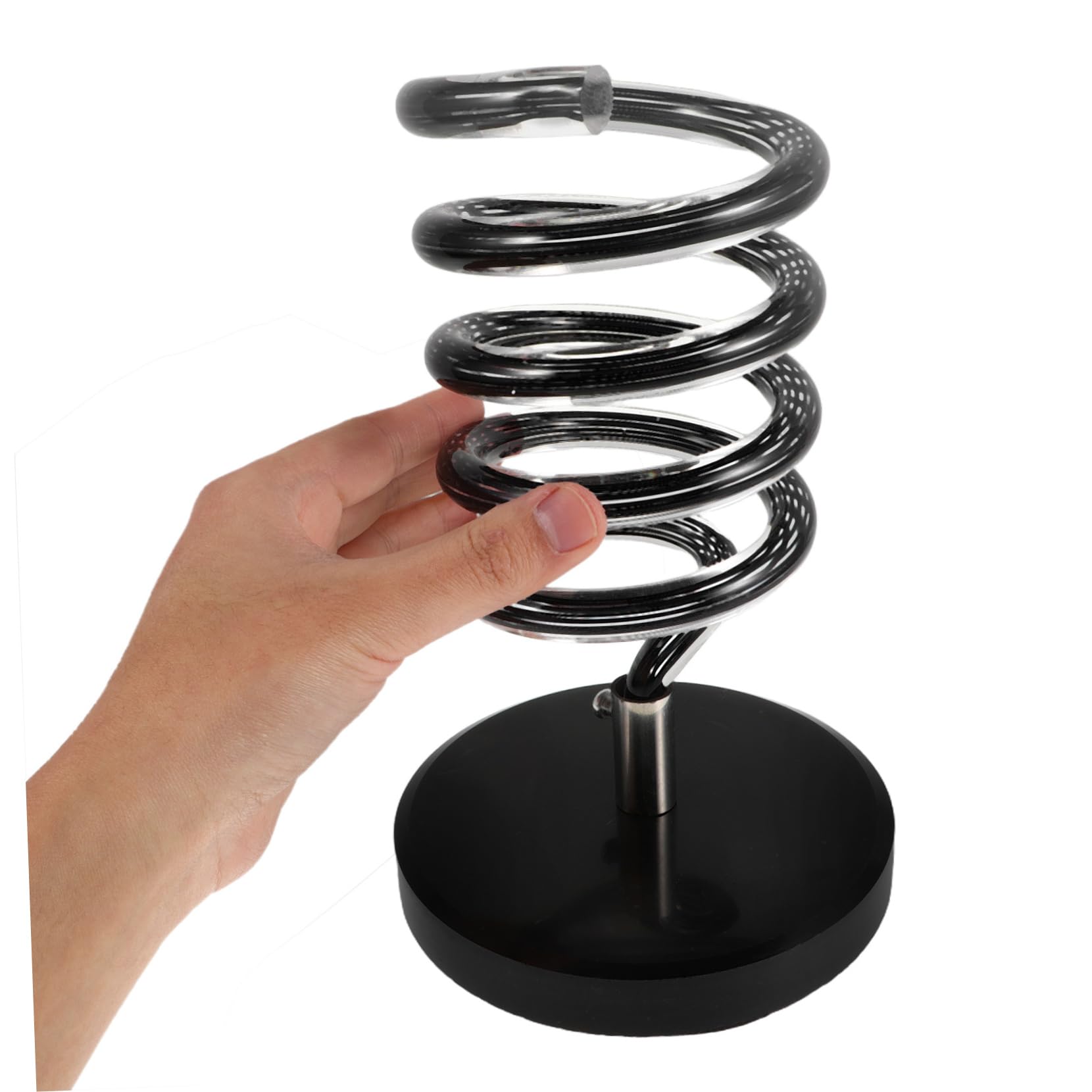 FRCOLOR Supporto per Asciugacapelli da Tavolo, Base in Marmo Nero, Design a Spirale, Organizzatore per Cavi, Uso Bagno e Salone