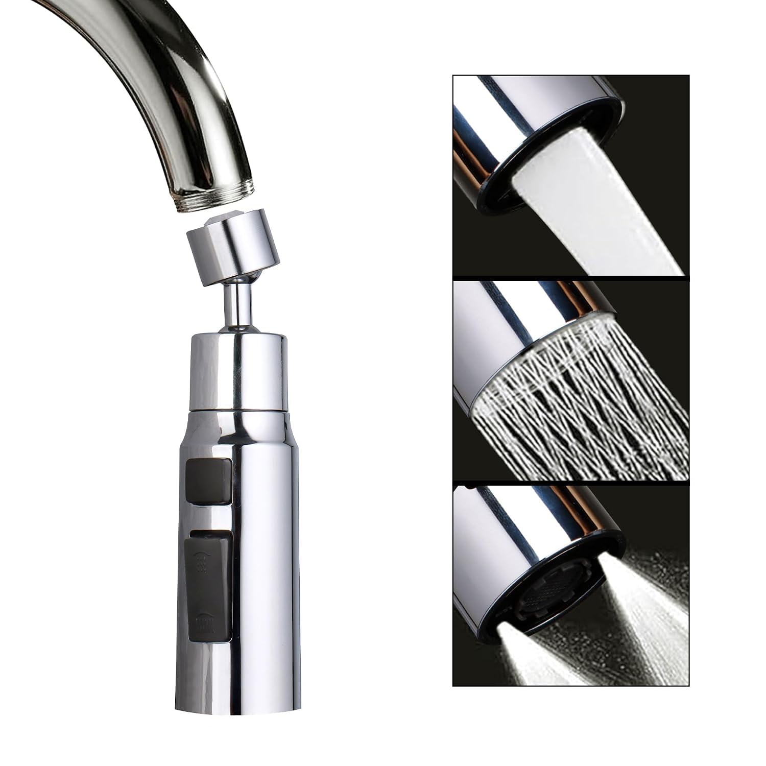 Amazon Basics Tap Extension for Kitchen Sink - Pack of 1 | 3 Flow Modes | Flexible Faucet Extender for Taps | Aerators for Water Tap | Upto 80% Water Saving - Compact-picture-13