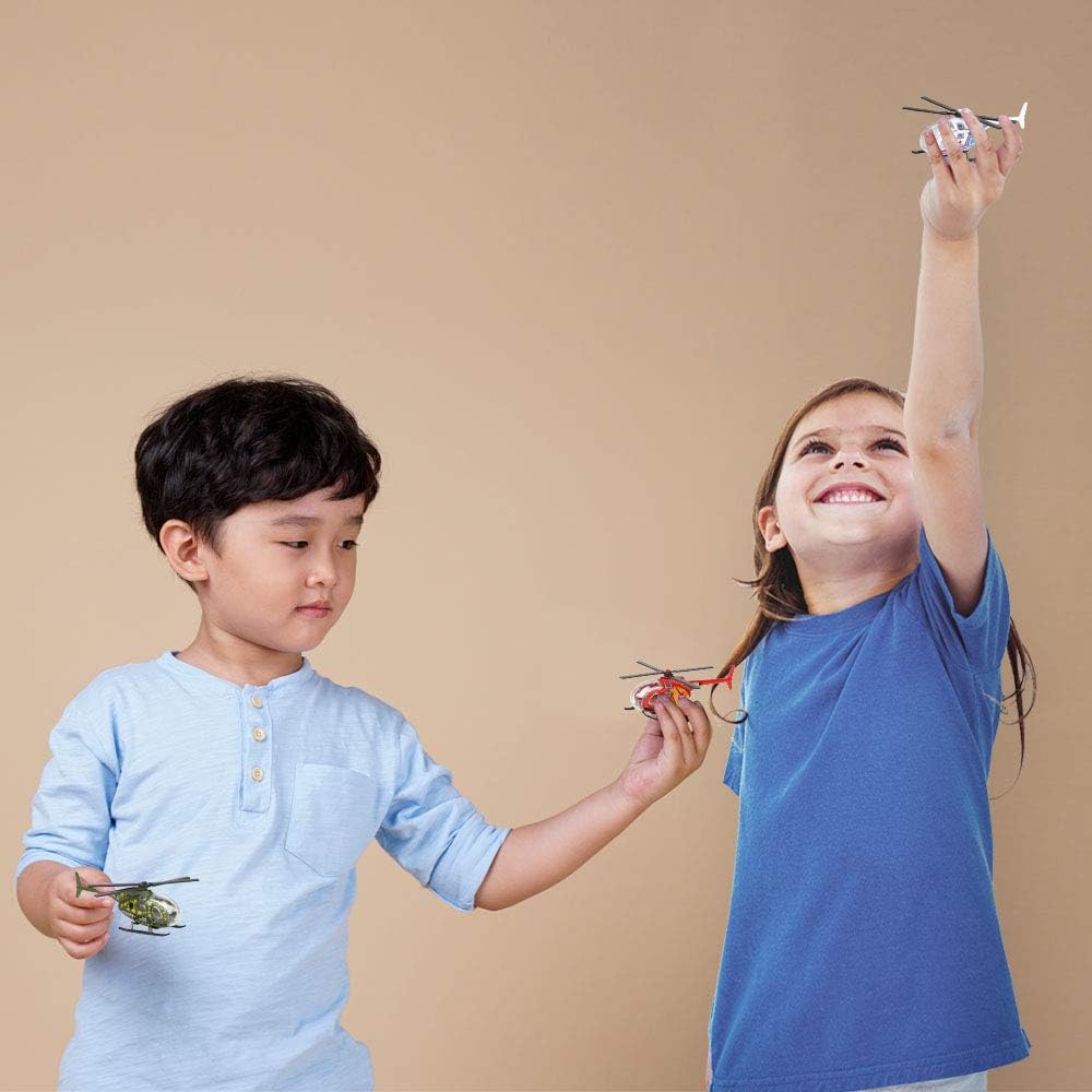 ArtCreativity Diecast Helicopter Toy - Pack of 4 - Police, Fire Engine, EMS, and Military Diecast Toy Choppers with Spinning Propellers, Birthday Party Favors for Boys and Girls