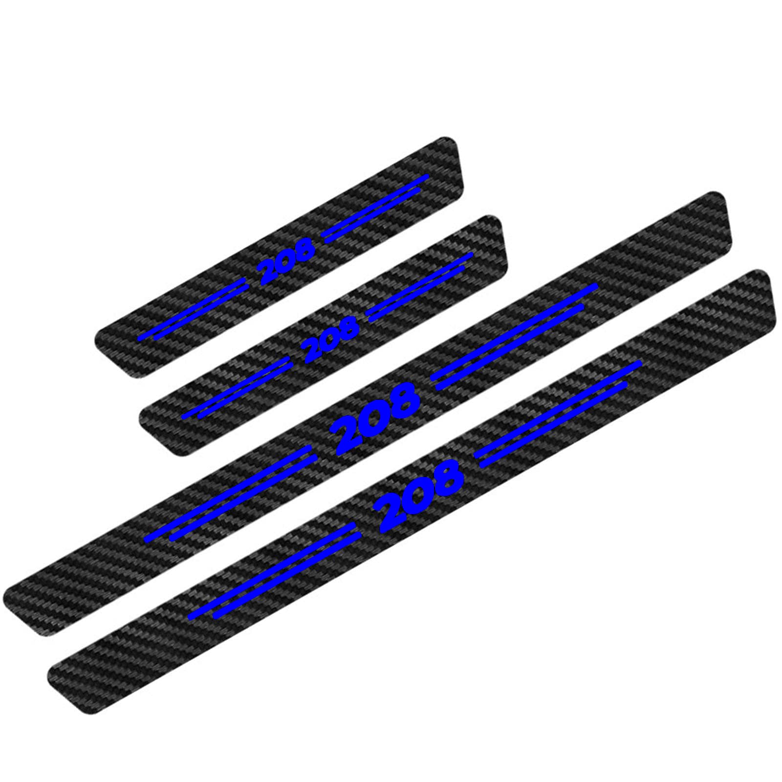 XFNWT 4Pcs Car Door Sill Protector For Peu-geot Carbon Fiber Car Kick Plates Guard Automobile Threshold Decoration Strip, Car Welcome Pedal Scuff Plate Cover,208 Blue