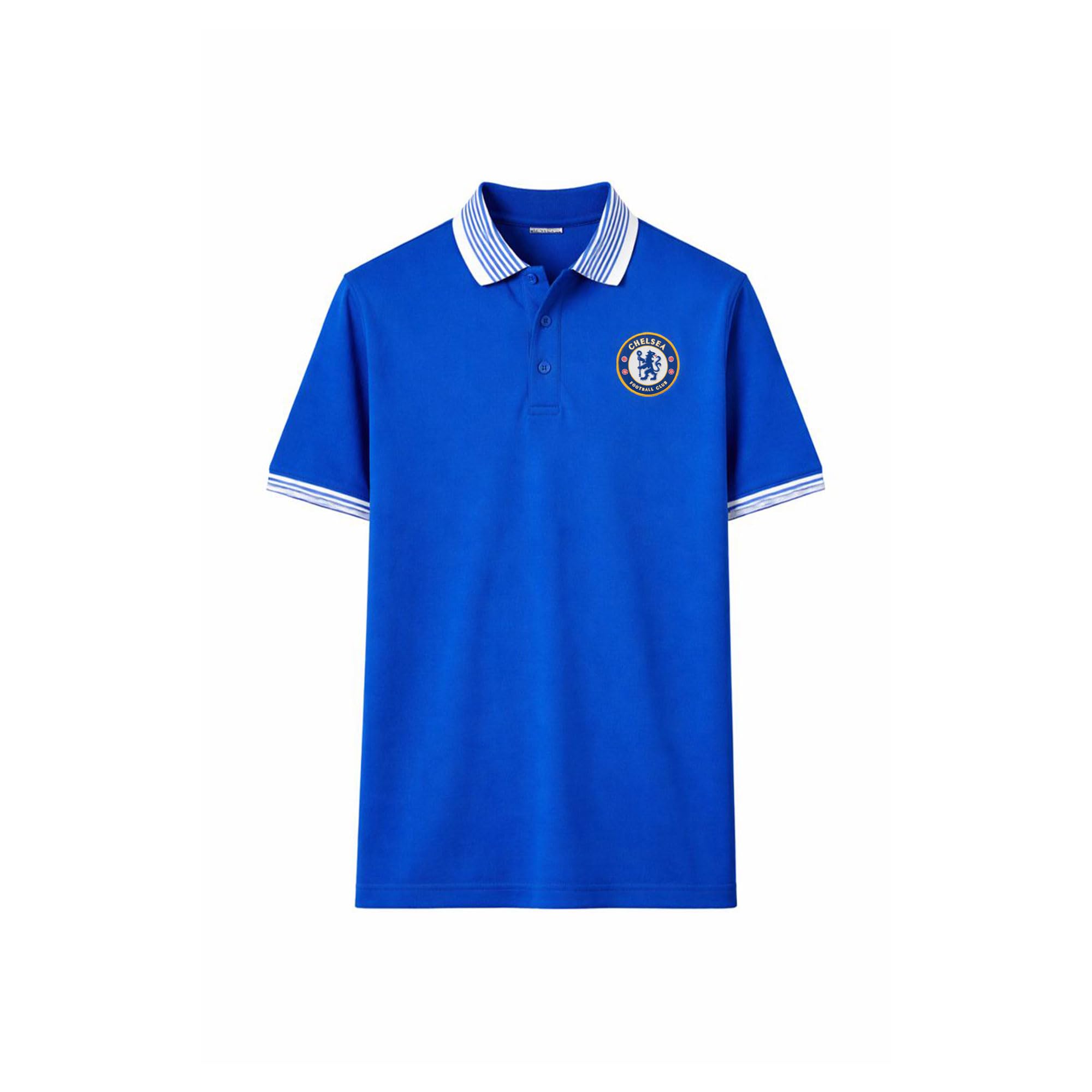 Chelsea Football Club - Polo ufficiale da uomo, con punta – Navy o Royal Blue – Maglietta casual a maniche corte