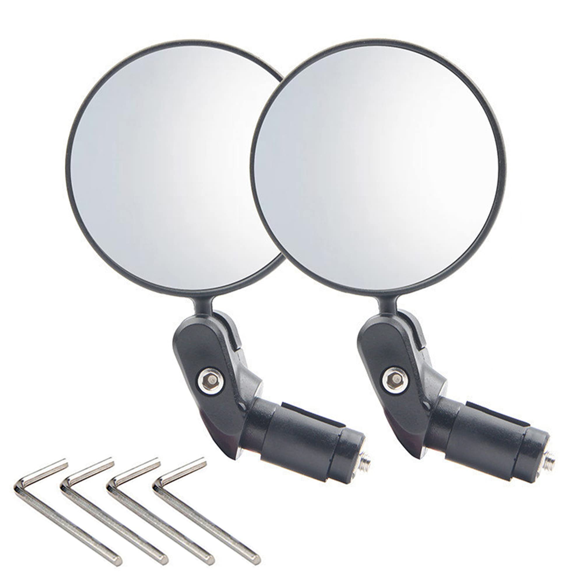 Bar End Bike Mirrors 2 PCS, 360°Rotatable Bicycle Cycling Rear View Mirrors, Adjustable Universal Bicycle Mirrors Bar End, Wide Angle Handlebar Convex Mirror For Mountain Road Bike