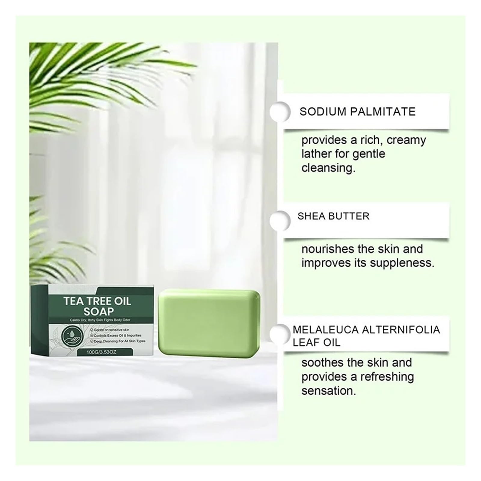Teebaumseife Handgemachte Teebaumölseife, natürlicher Pflanzenextrakt | [](Soap 2PCS)