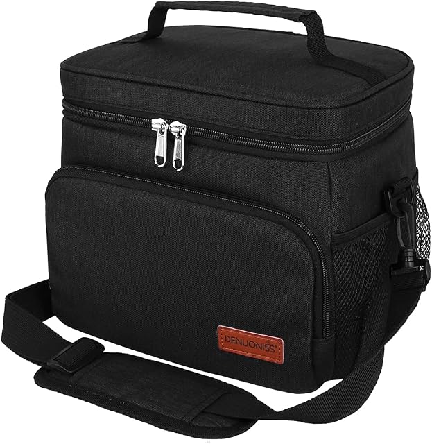homchen Insulated Picnic Lunch Bags, Large Cool Bag Thermal Lunch Tote Bags for Men Women Work Hiking Outdoor Beach BBQ Camping (Black)
