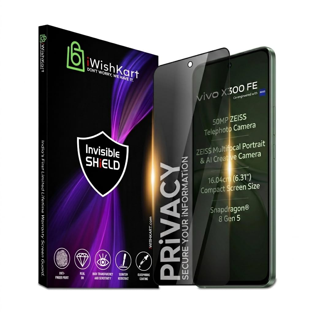 military grade compatible with vivo x300 fe 5g privacy antispy tempered glass screen protector guard full edge to edge 9h full glue fhd with easy installation kit | 6.31 inch