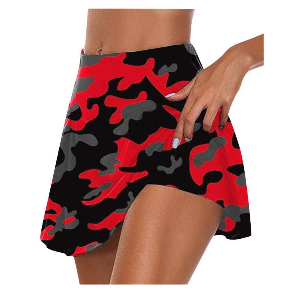 Women's Active Skort Athletic Stretchy Pleated Tennis Skirt for Running Golf Workout Camouflage Tennis Skirts 2DXuixsh