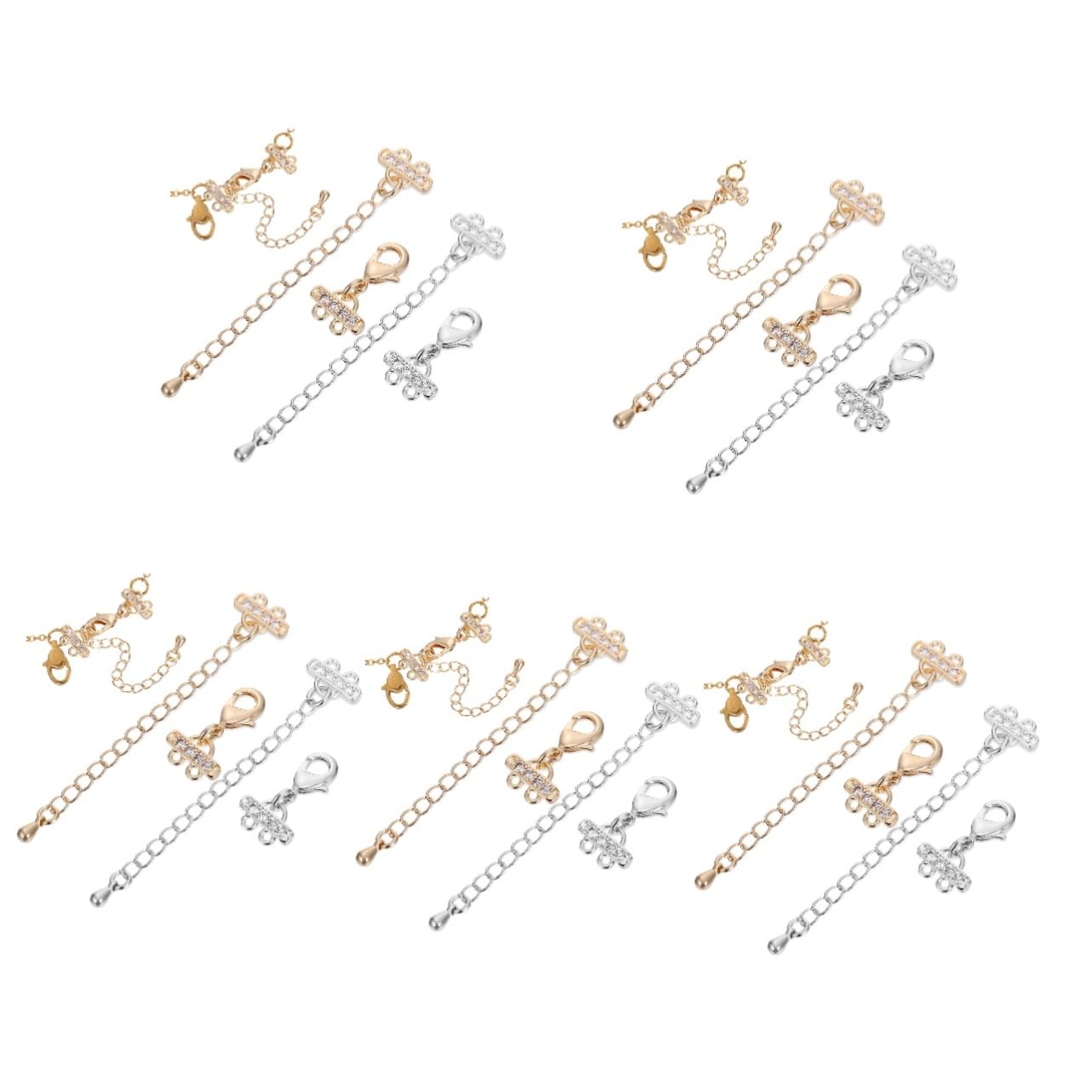 Tofficu 5 Set Estensori Della Catena Della Cavigliera Collane Bracciali Braccialetti Slap Artiglio Moschettoni Gioielli Che Fanno Anelli Di Salto Fornitura Fai -da -te Rame 10 Pezzi * 5
