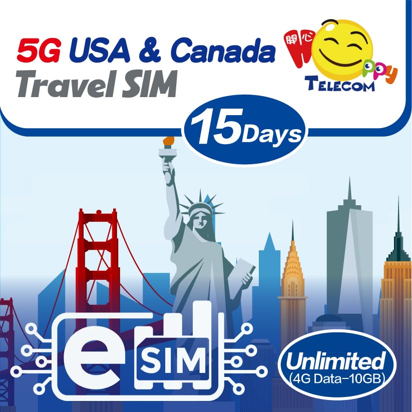 eSim Devices Only | Happy eSim USA and Canada 15 Days Unlimited D...