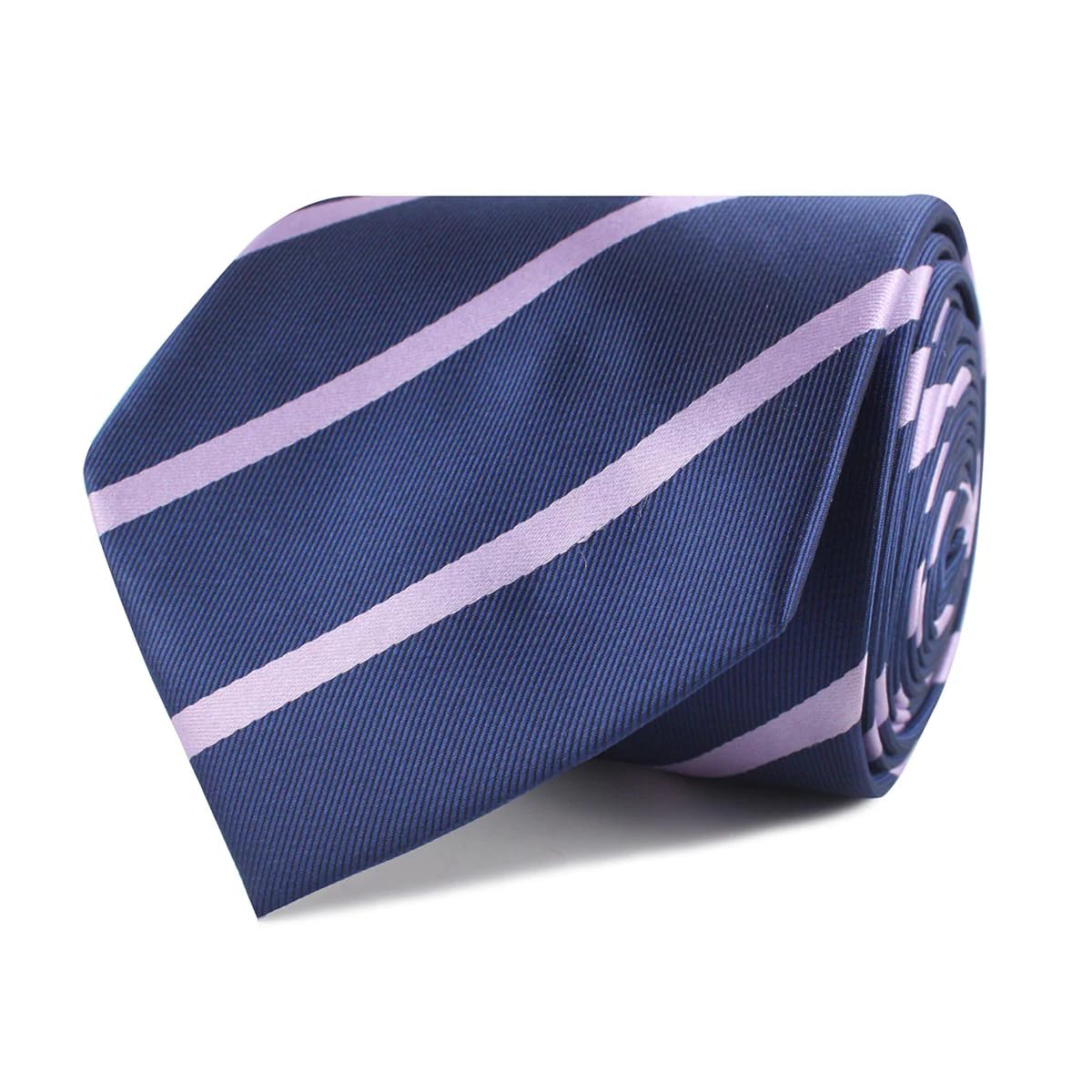 OTAA Navy Blue with Lavender Purple Stripes Necktie |Designed by the Brothers at