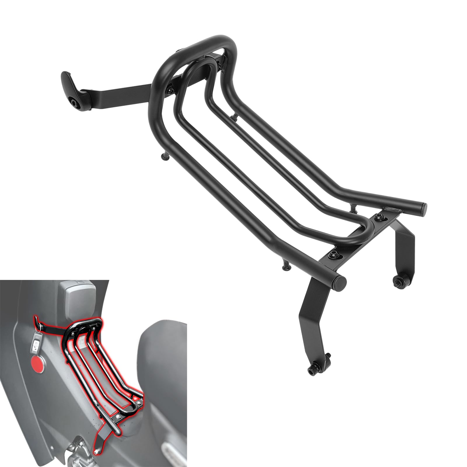 Portapacchi per moto compatibile con Honda Super Cub C125 2018-2025 (JA48/JA58/JA71) - Nero Portapacchi centrale per moto Cub C125 Accessori