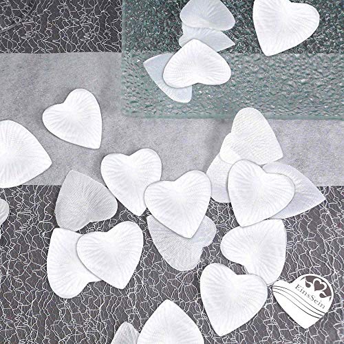 EinsSein 100x Pétales de Roses cœur 4cm Blanc Confetti Paillette Paillettes confiti Mariage Sortie eglise Decoration Table eglis Anniversaire Petite Mega Plastique métallique Accessoire de l Amour