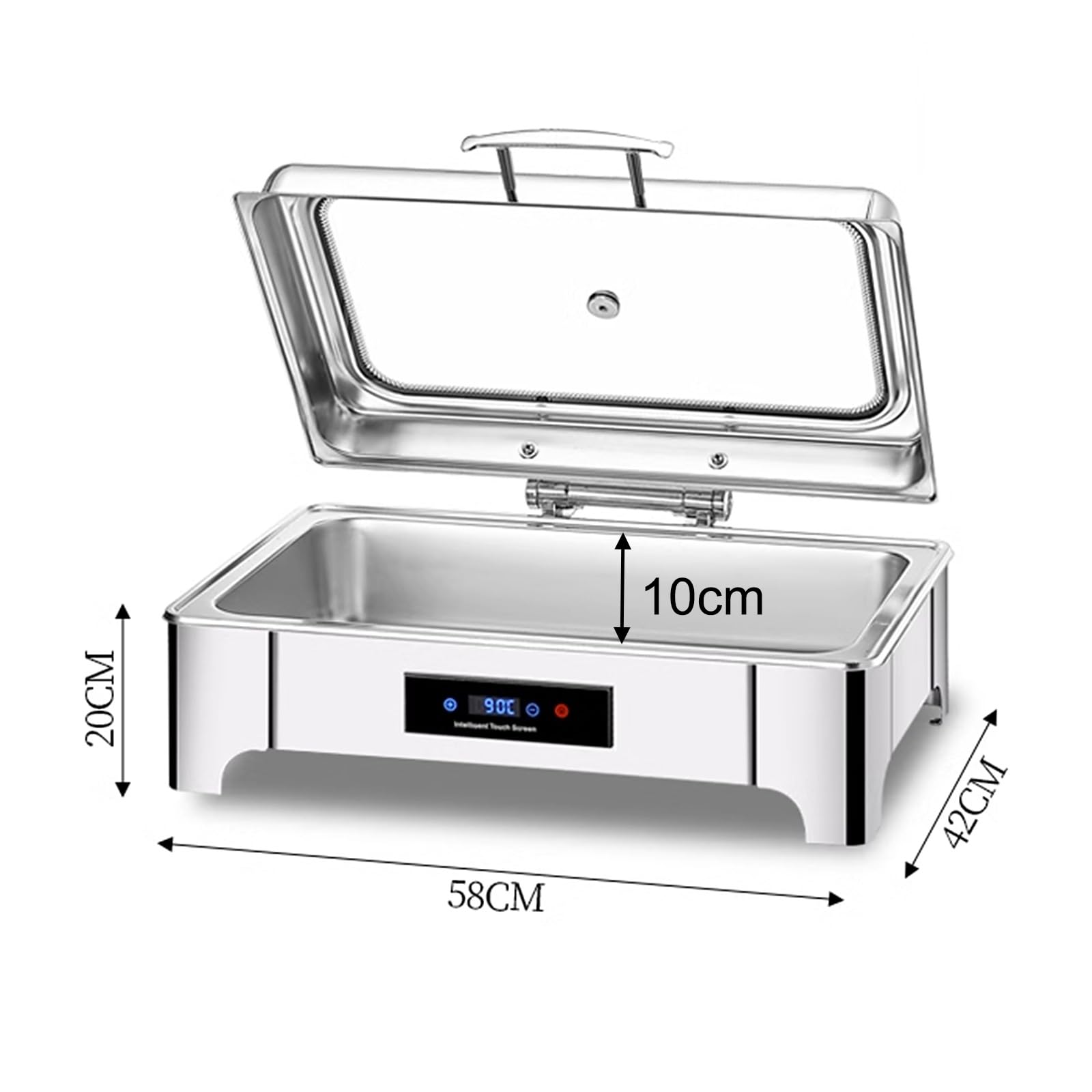 Juego de calentador de buffet con 9/13,5 L de 400 W 220 V, temperatura ajustable de 35 a 90 °C para fiestas, catering, pantalla inteligente