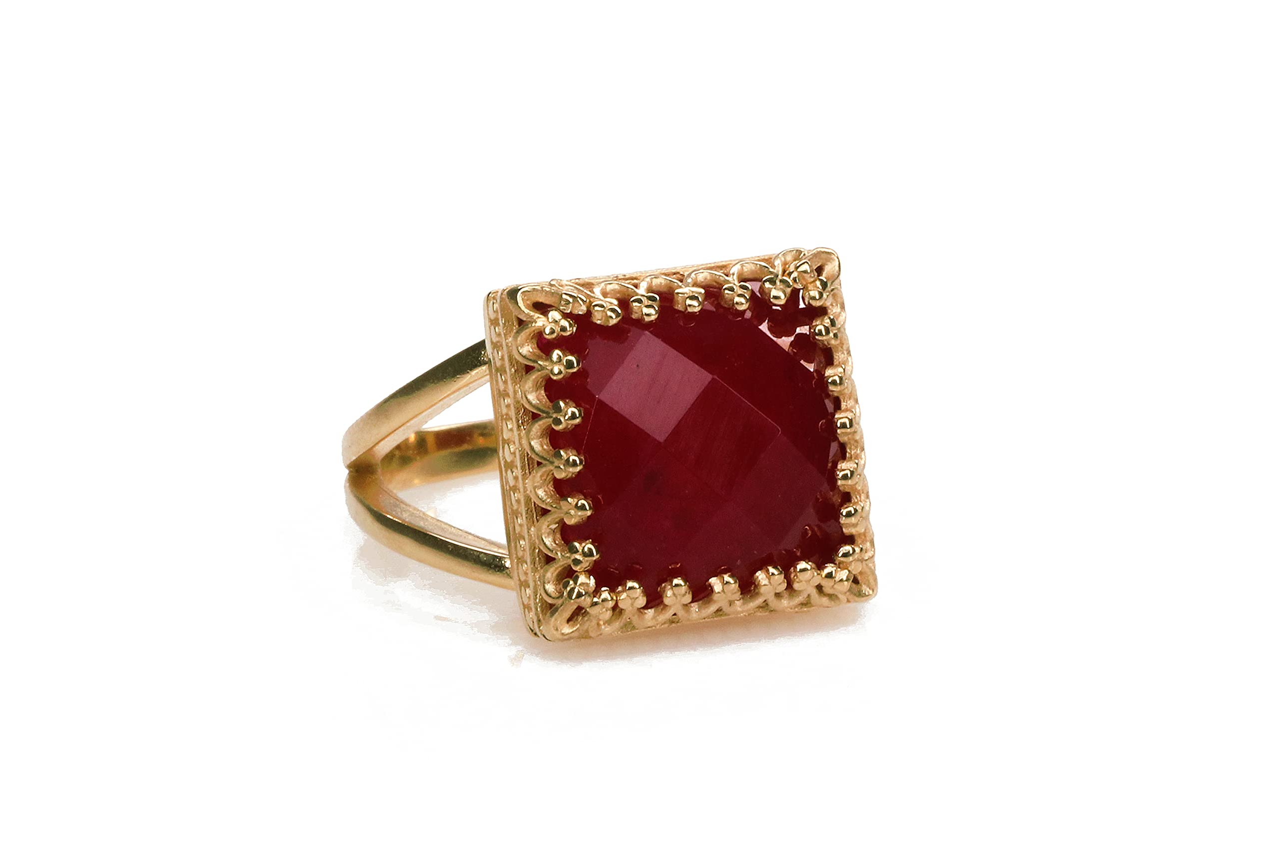 Adorables Anillos de Rubí para Mujeres - Rubí en Banda Llena de Oro Rosa de 14K - Piedra de Nacimiento de Julio Facetada para Cada Ocasión - Novias, Cumpleaños, Aniversario