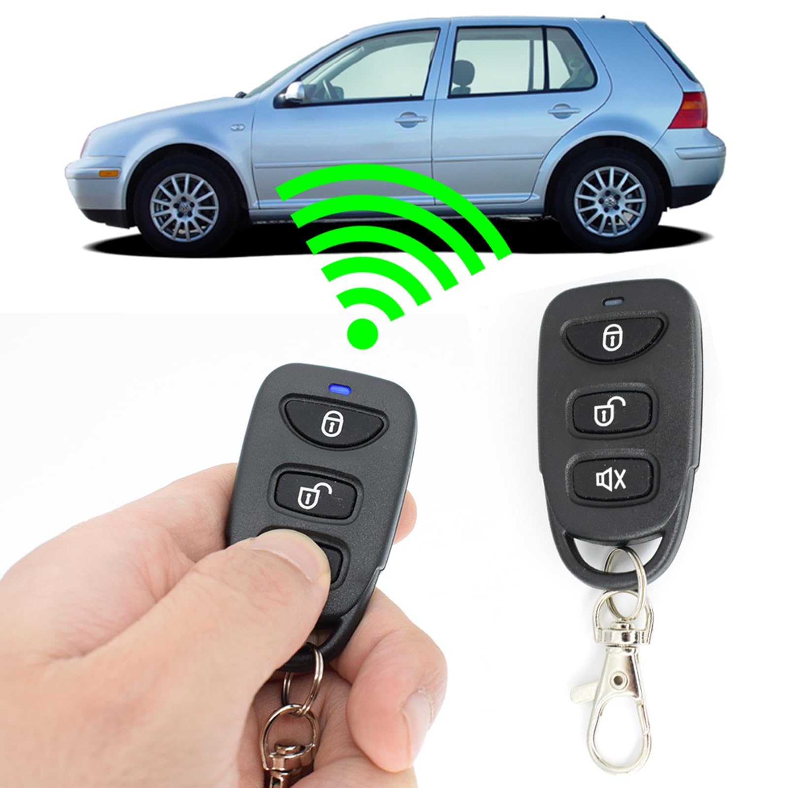 XUKEY Cierre Centralizado Universal para Puerta de Coche, Sistema de Entrada sin Llave, con 2 Mandos a Distancia, Cerradura de Puerta de Coche, Juego de Cierre Centralizado