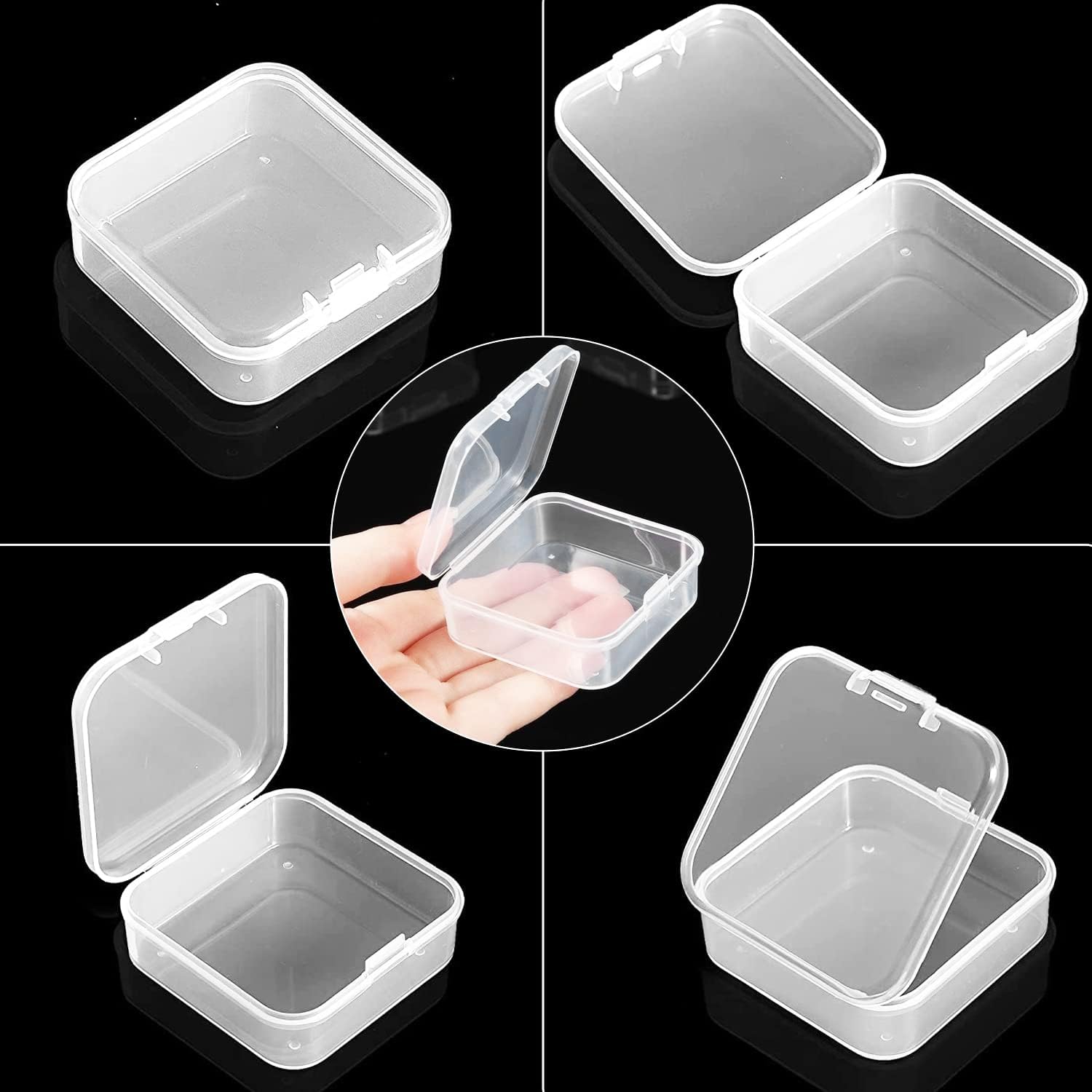 6 Scatoline Plastica Trasparenti - Mini Contenitori Con Coperchio Per Organizzare Perline, Oggetti - Foto 3