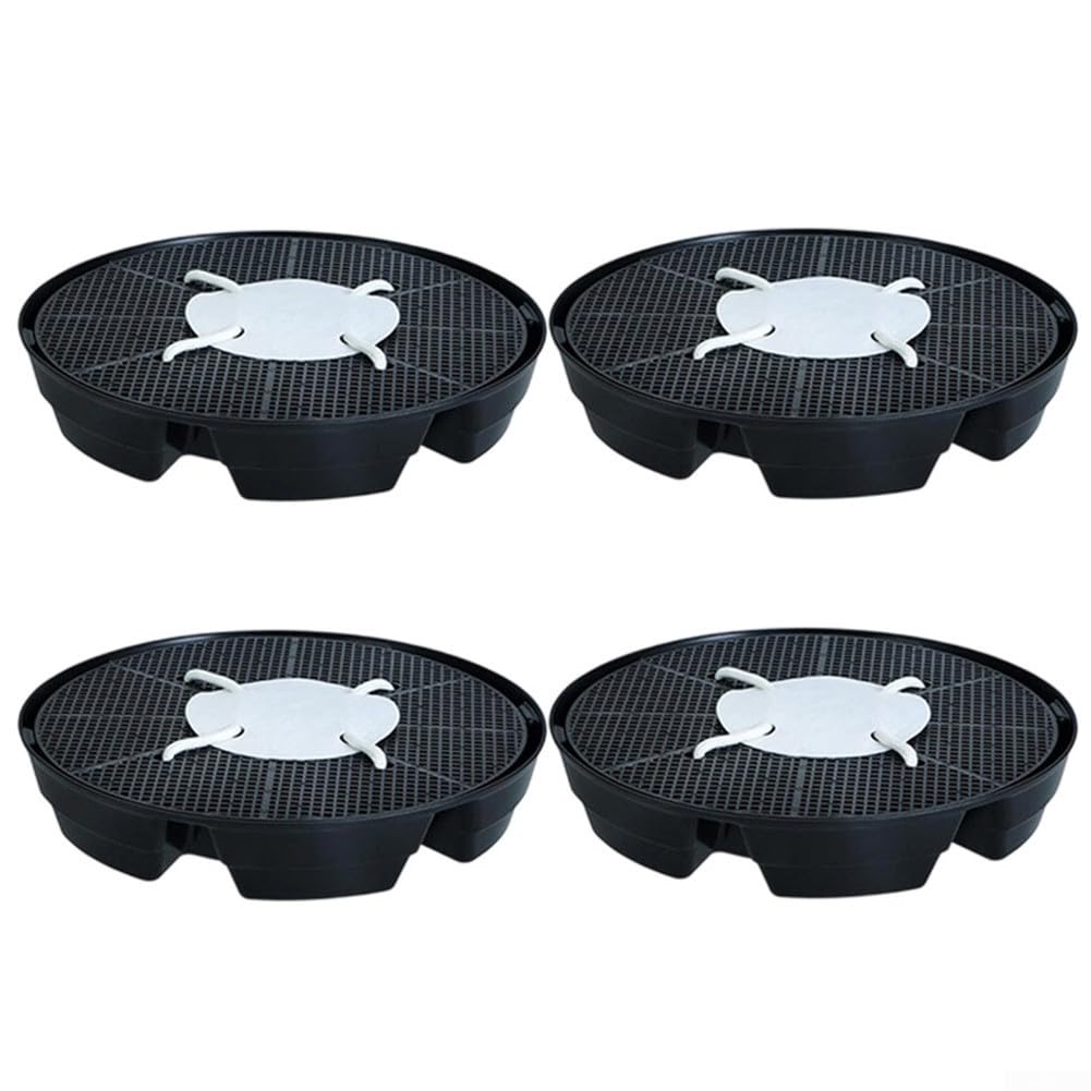 Self-Watering Plant Saucers 4 Pack | 2.8L Plastic Trays with Auto Water Line for 5 Gallon Grow Bags | Indoor Outdoor Garden Drip Irrigation System for Tents(A)