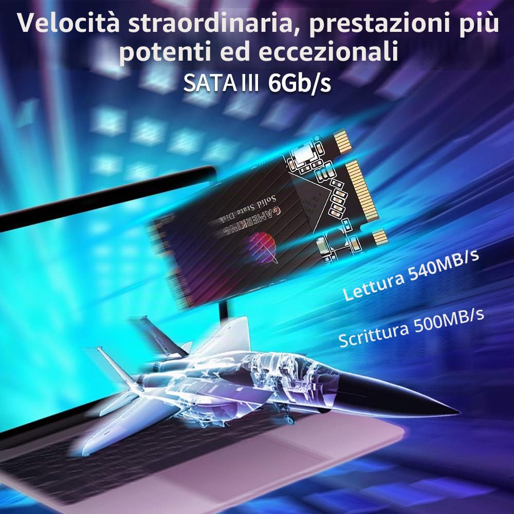 GamerKing SSD M.2 2242 128GB Ngff unità a stato solido interna 1 TB 512 GB 256 GB 64 GB per laptop desktop SATA III 6 Gb/s disco rigido ad alte prestazioni (128GB, M.2 2242)