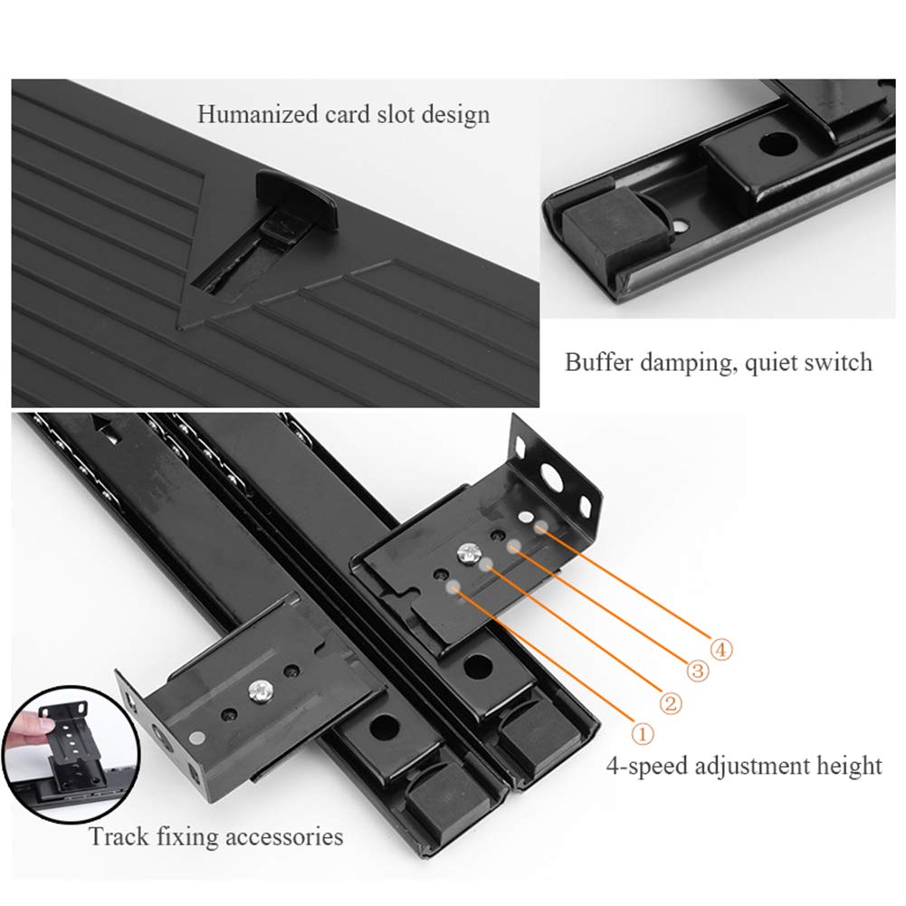 Tastaturschublade mit mausablage, ausziehbar unter Schreibtisch, ergonomisch einstellbare Höhen-Tastaturschublade mit 360-schwenkbar-Mausplattform, ABS Material, Schwarz/Weiß