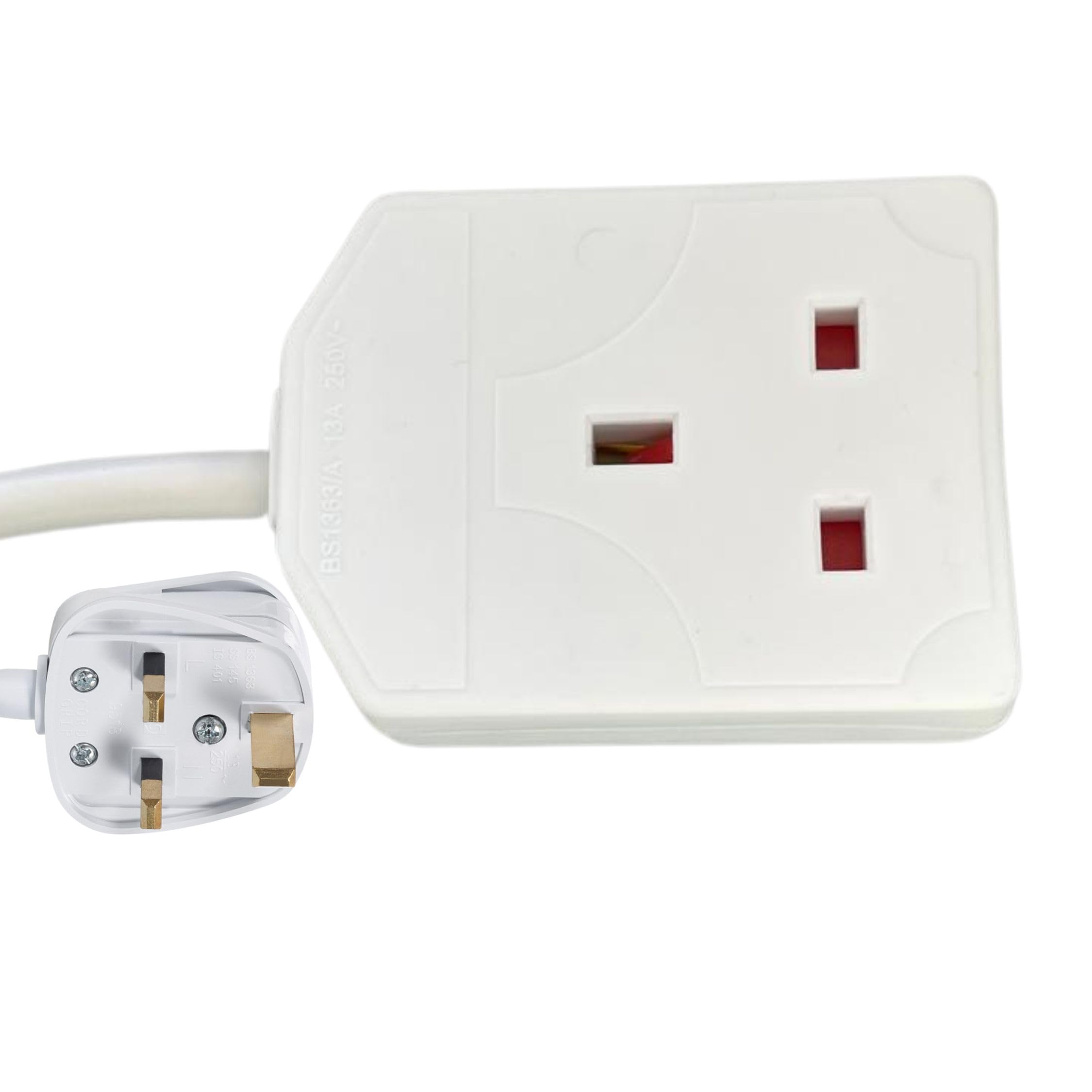 ShaniTech 1 Way Gang, 3M Metre Mains Extension Lead Cable, 13A Amps, Power Cord, White