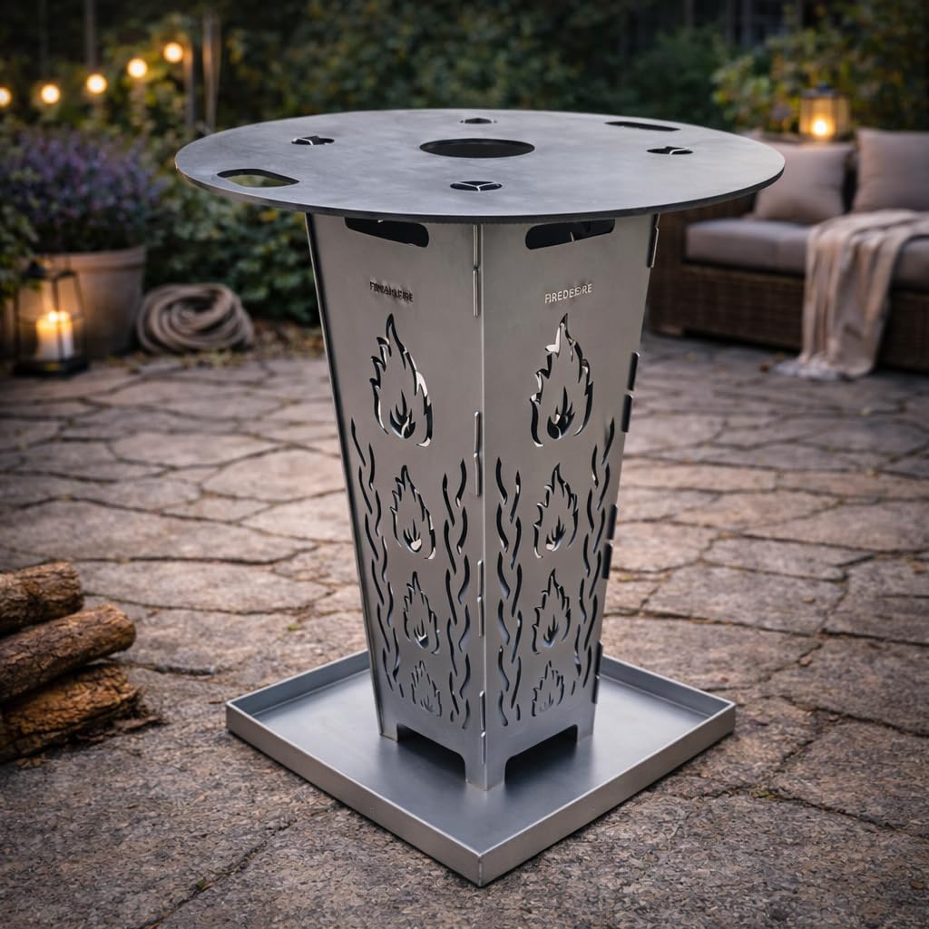 FireDesire Feuerkorb 80cm + Grillplatte + Ascheschale, Feuertonne, Feuerschale, Grilltonne, Ofen, Terassenofen, Grill