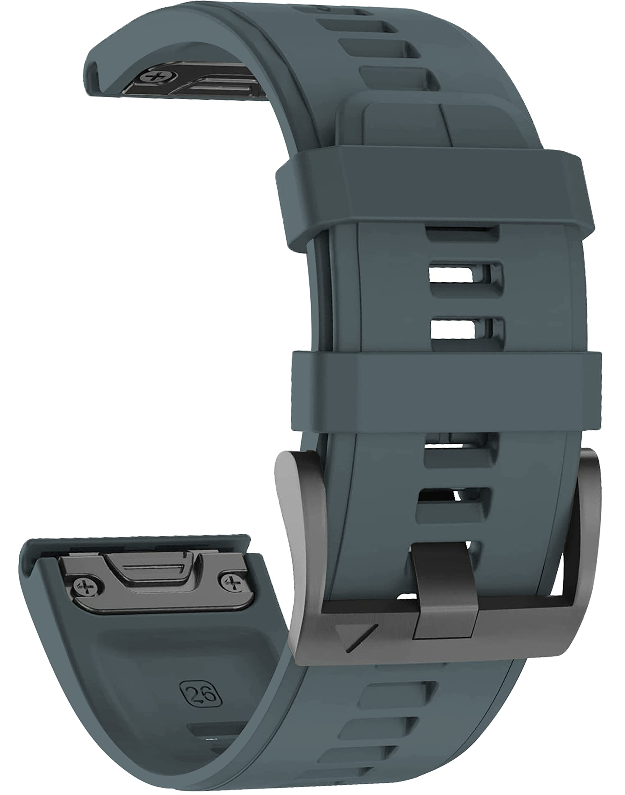 Garmin Fenix Watch Band - 26mm Soft Silicone Quick Release Replacement Watch Strap for Fenix 5X, 5X Plus, 6X, 6X Pro, 7X, 7X Pro, 8(51mm), Tactix, Descent, D2, Quatix, Enduro