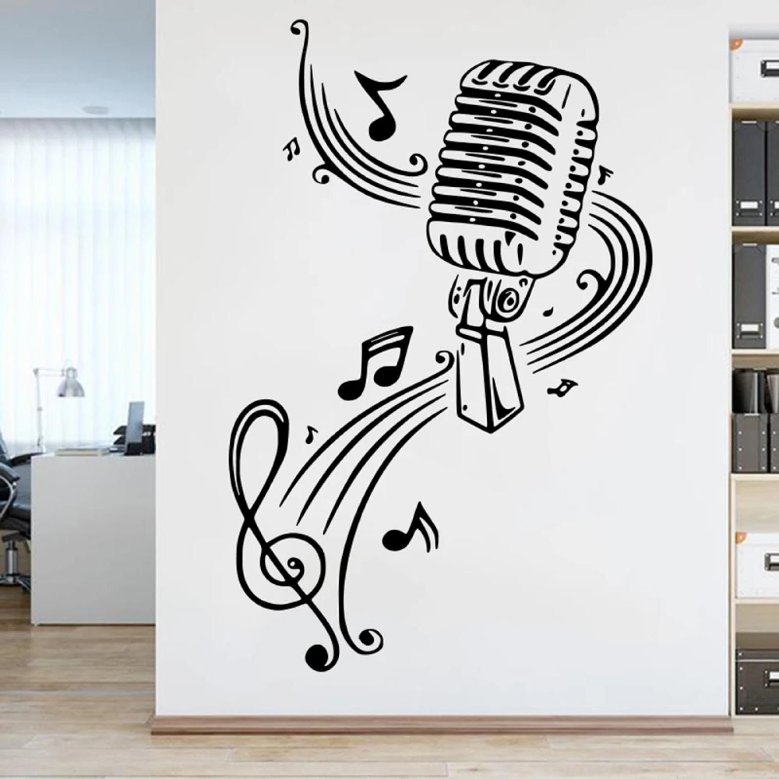 YOUOUSI Game Room, Office, Rock Jazz Band, Guitar, Piano, Miniature wall Stickers, Microphone, Musical Note Decals, Classroom Vinyl Decorations