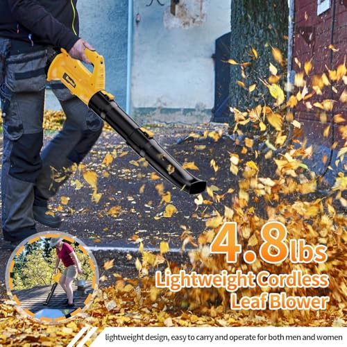Cordless Leaf Blower 21V Battery Powered, 6 Speed Mode, 2000RPM 450 CFM Electric Hand Leaf Blower Lightweight for Lawn Care, Blowing Leaves or Snow 7 Cordless Leaf Blower 21V Battery Powered, 6 Speed Mode, 2000RPM 450 CFM Electric Hand Leaf Blower Lightweight for Lawn Care, Blowing Leaves or Snow - Image 7