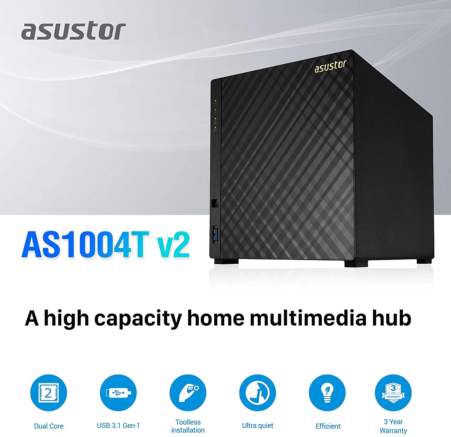 Amazon.co.jp: Asustor AS1004T V2コンパクト4ベイNASメディアサーバー