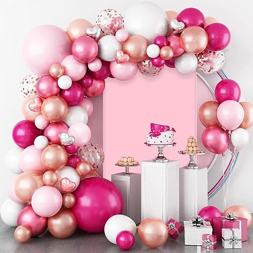 Miniatura 8 de AIBIIN Cubierta de fondo de arco de elastano rosa de 2.6 x 6 pies, cubierta de arco de boda rosa, soporte de fondo de arco de pared para boda, baby