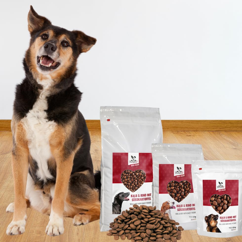 DOGS-HEART Kalb&Rind mit Süßkartoffel (15 kg) Hundefutter trocken Getreidefrei mit hohem Fleischanteil, Glutenfrei