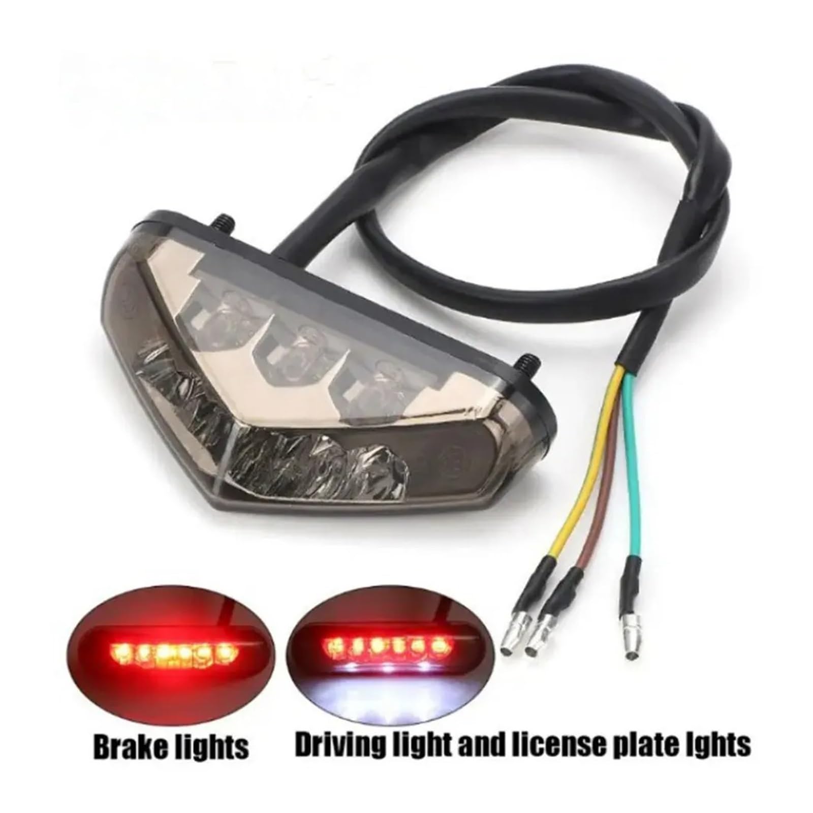 Feu Arrière Universel Moto Pour Dirt Bike ATV Chopper Scooter Pour Cruiser Moto Numéro Feu Arrière Pour LED D'immatriculation 12V Frein(1pcs Smoked MTWD01)