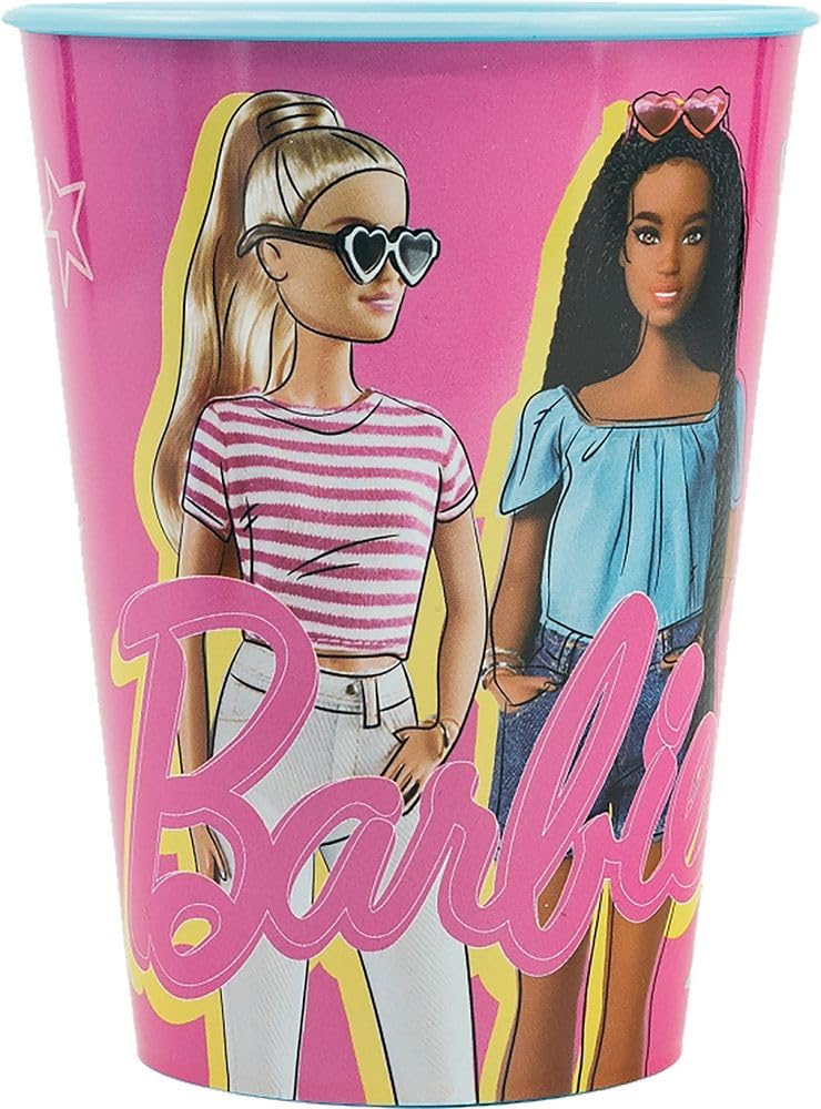 Barbie Verre rose pour enfants en plastique de 260 ml avec bec pour boire facilement