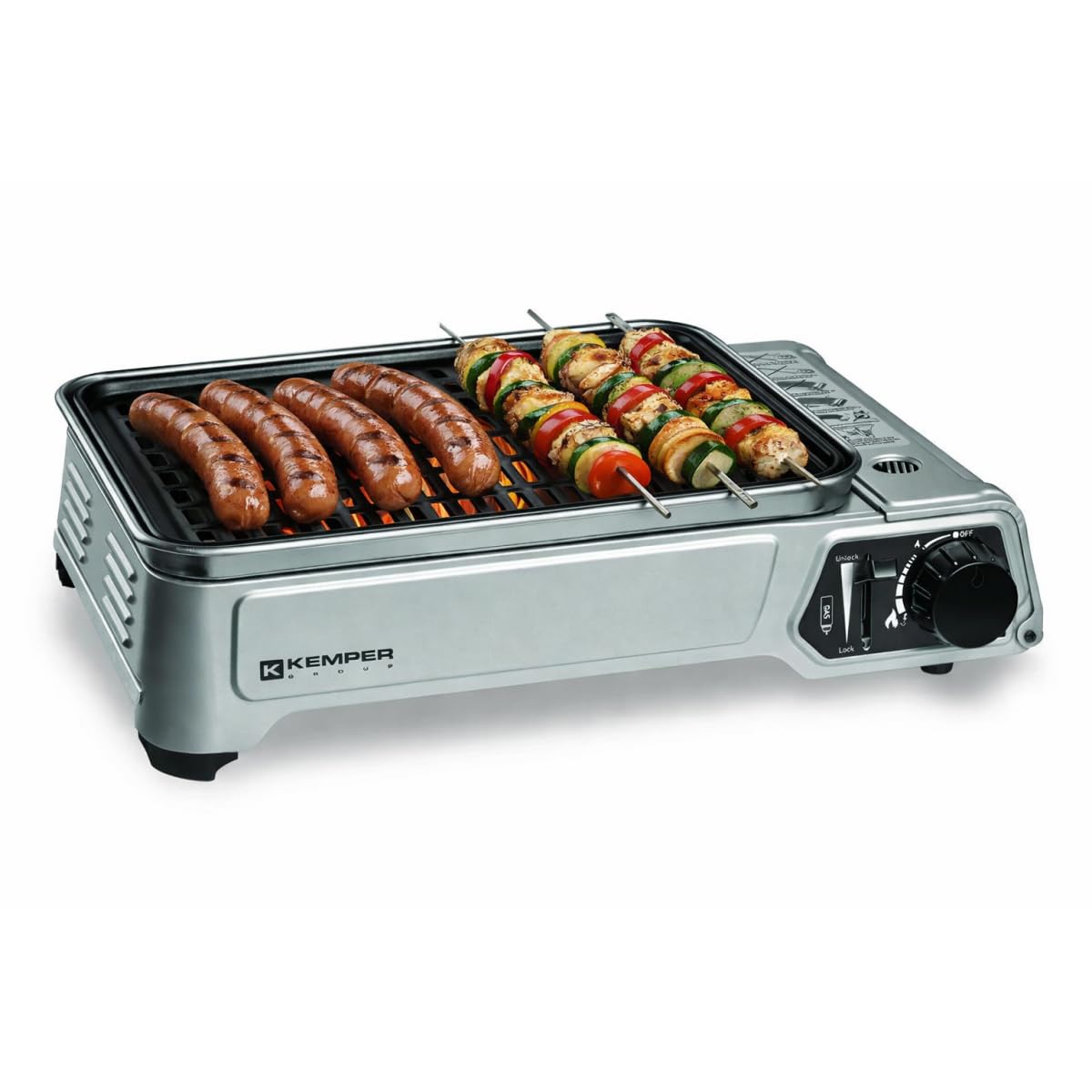 Kemper Barbecue gaz Portable 1900W, Plancha gaz Anti‑adhésive, Idéal Camping, terrasse, Balcon
