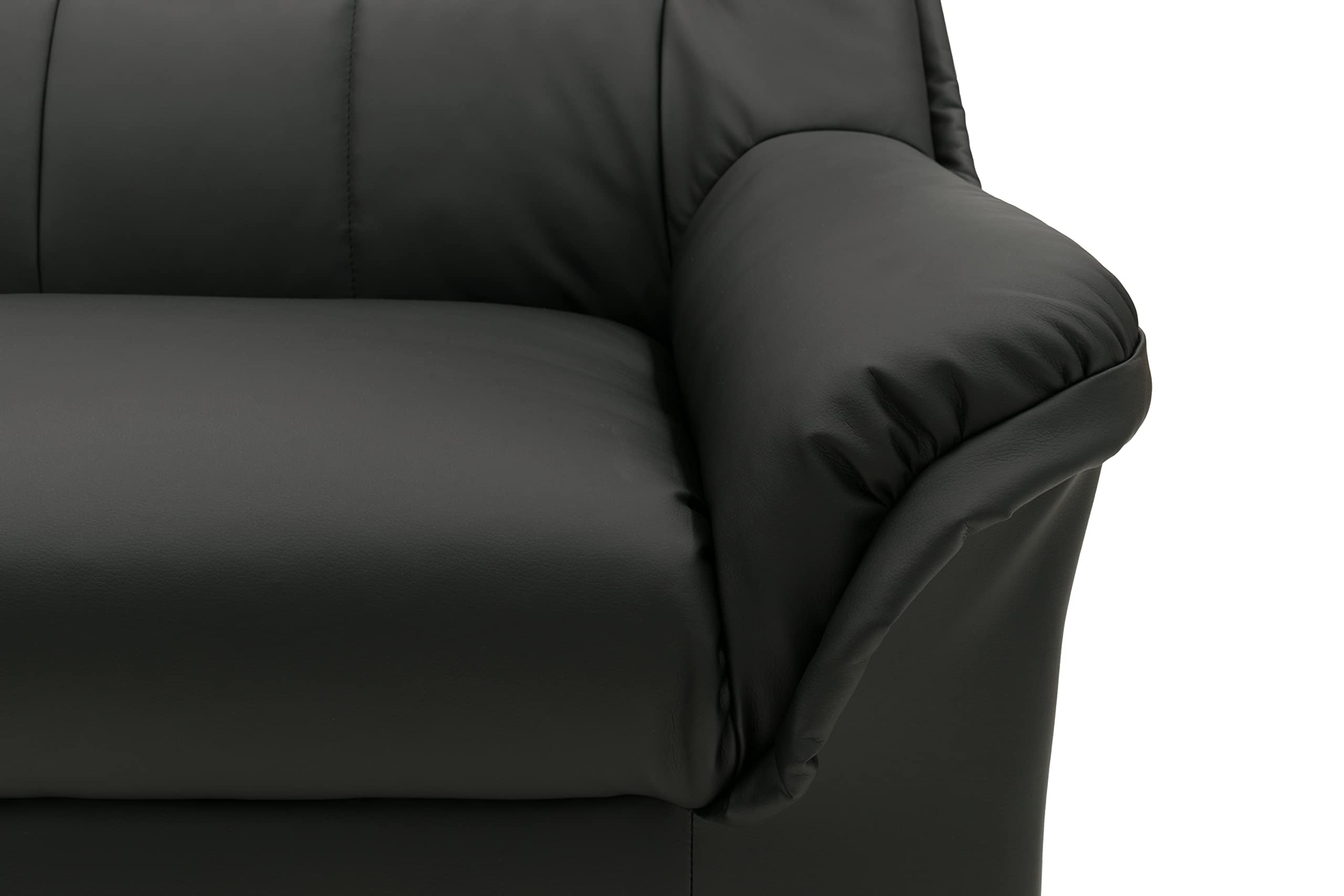 DOMO. collection Ecksofa Berlin, Zeitlose Leder-Eckcouch mit hochwertiger Federkern-Polsterung, Sofa in L-Form aus Kunstleder, 3 Sitzer rechts, Couch 205 x 250 x 89 cm, schwarz