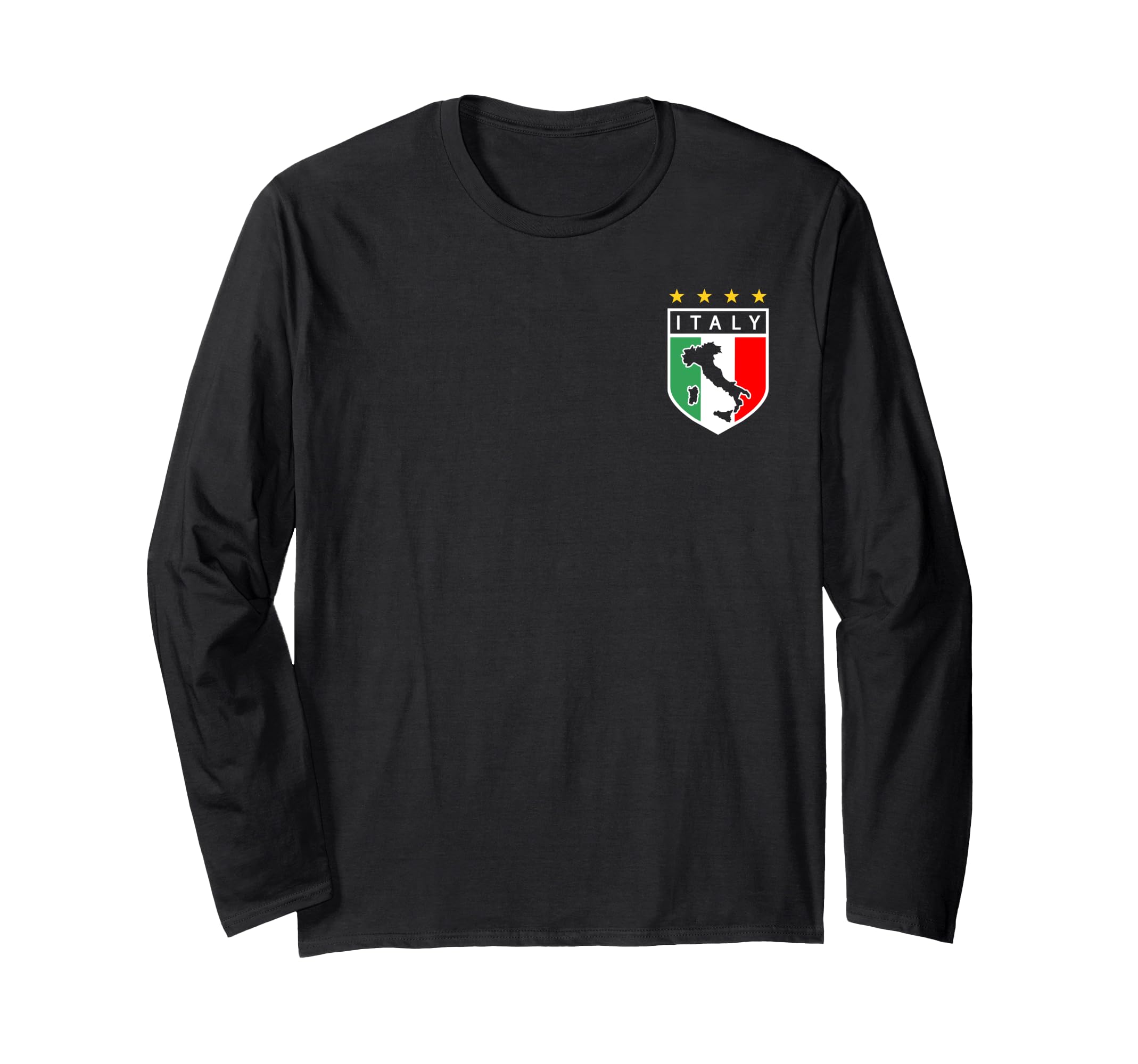 Trendy Italy 4 Star Crest Long Sleeve T-Shirt, Black