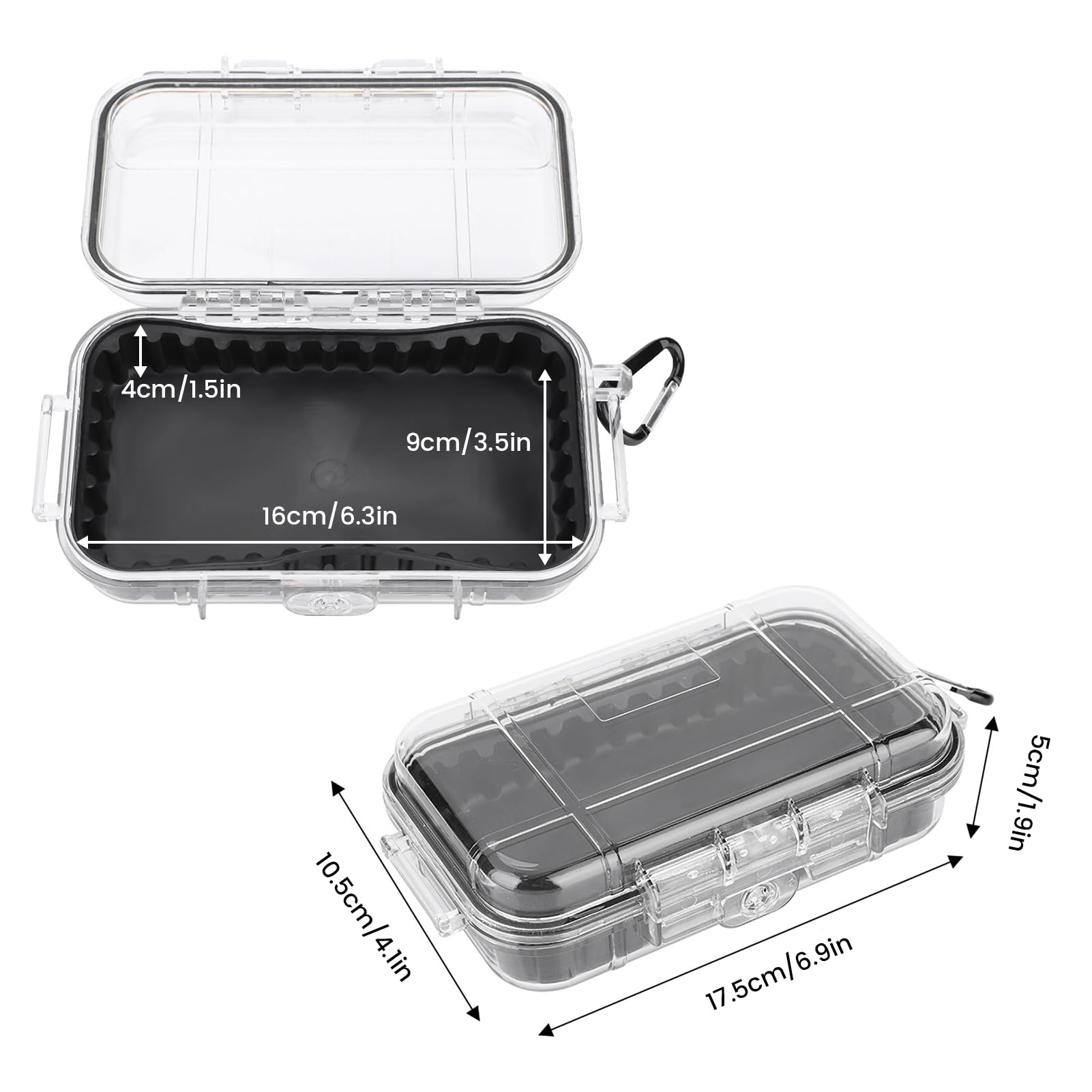 Yulatik Waterproof Dry Box Protective Case, IP67 Water Resistant Portable Micro Case Watertight Storage Box for Phones, Knives, Wallets, Watches (Transparent, Small)