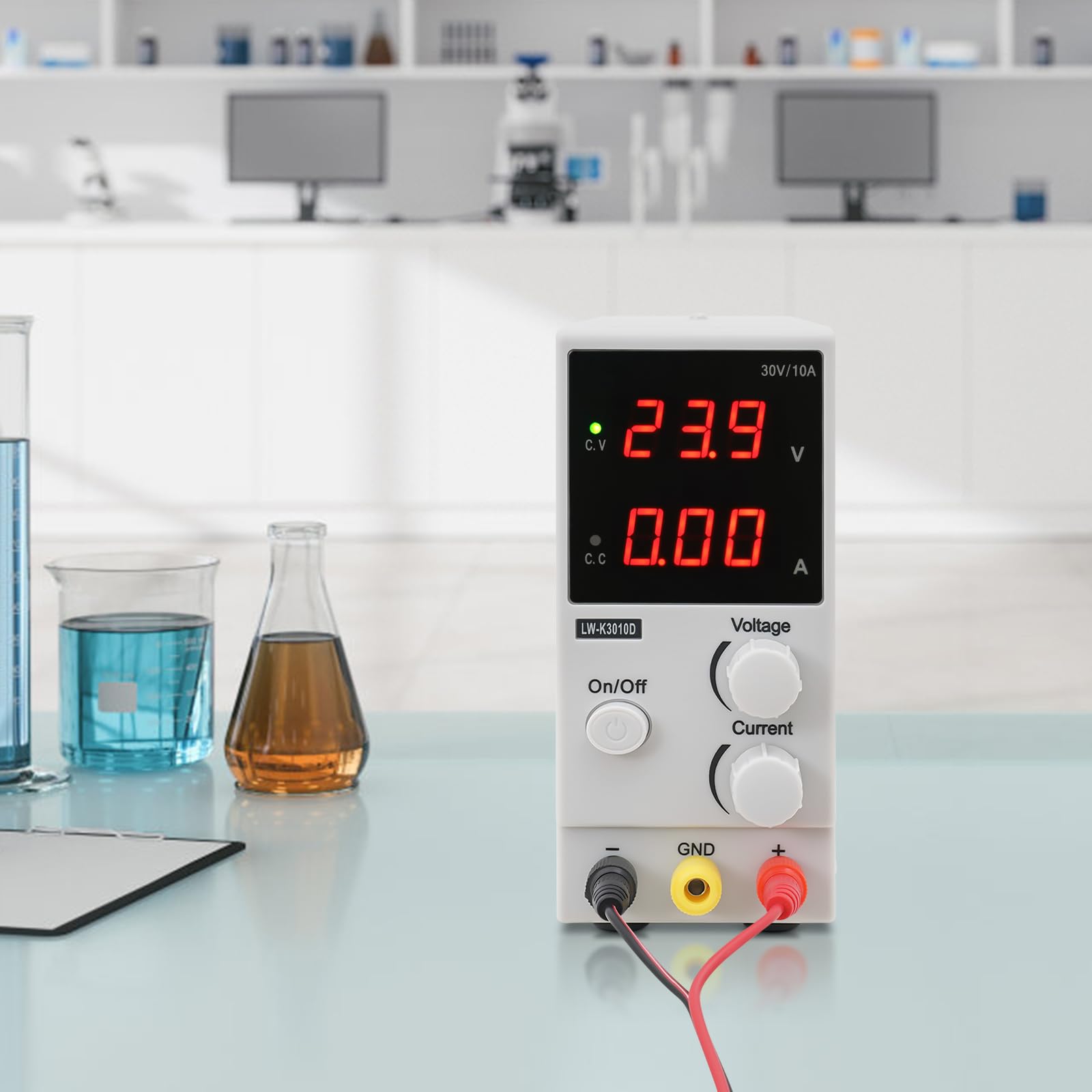 Zasilacz laboratoryjny 30 V, 10 A, regulowany zasilacz DC z wyświetlaczem LED, zasilacz laboratoryjny stabilizowany, zasilanie sieciowe z inteligentnym wentylatorem do warsztatu, testów, napraw