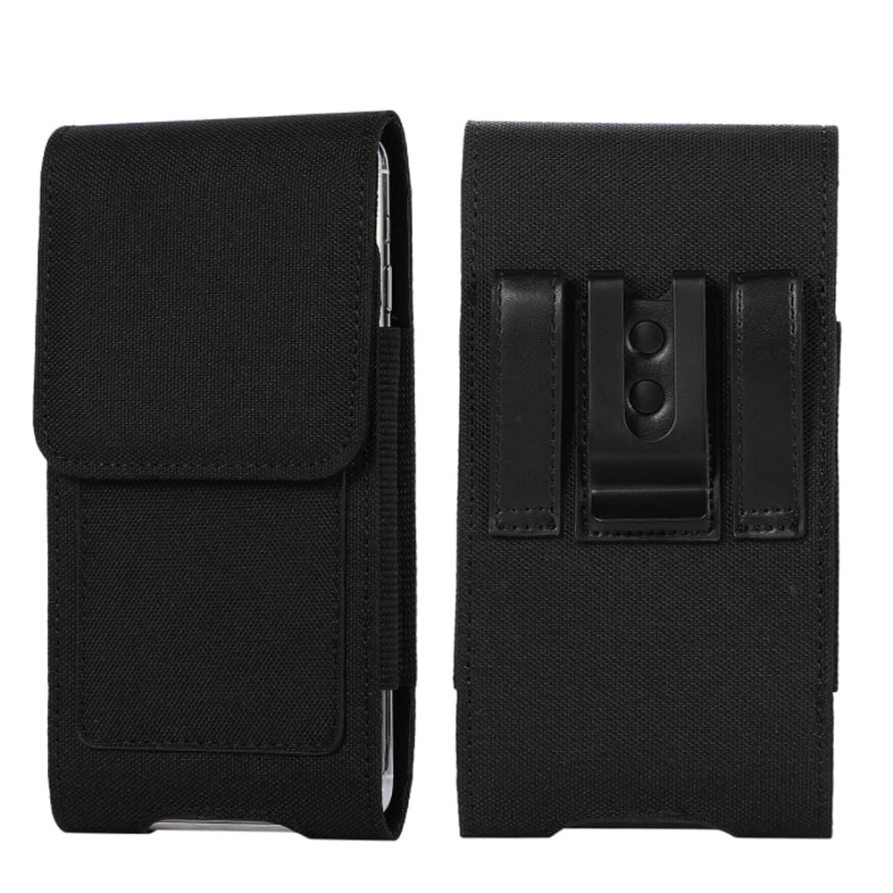 Vertical Extra Large Nylon Phone Holster Case with Belt Clip for Moto G Pure, One 5G, G9 Plus, G Plus, Stylus 2021 / Galaxy A22 5G, A72 / LG Wing V60 K71 / TCL 20 SE/Nokia 8.3 5G / Redmi Note 9 Pro
