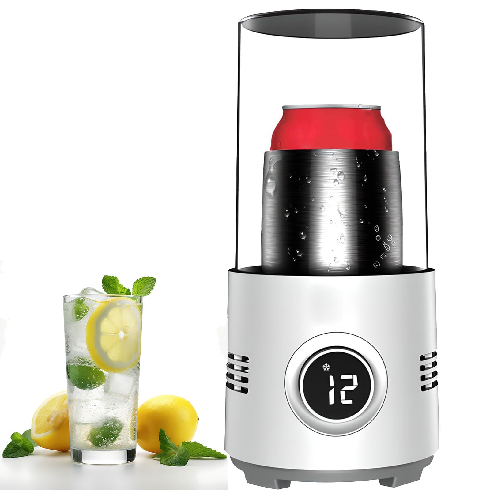 Raffreddamento e scalda bevande portatile, refrigeratore rapido per bevande con display digitale, in lega di alluminio per vino, birra, raffreddamento e riscaldamento rapido per bevande singole